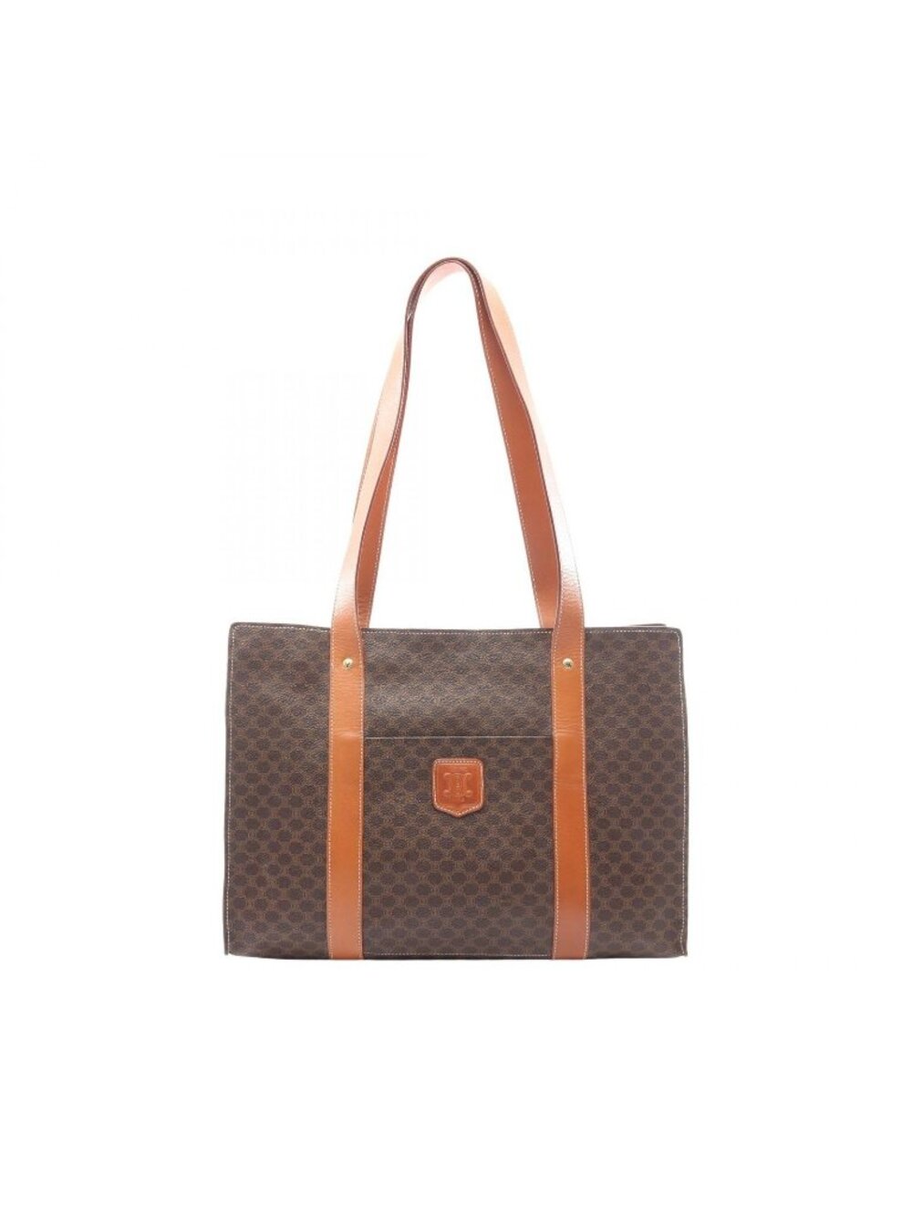 Celine Tote Macadam Dark Brown Canvas Leather - Picture 1 of 11